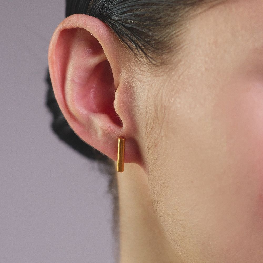 Aretes Nova Oro baño 24 kilates Cirucular Joya Mujer Moda Moderno Moderna Estilo